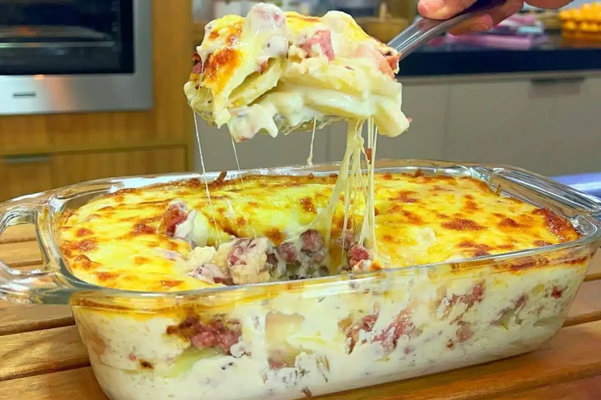 Batata Cremosa com Linguiça