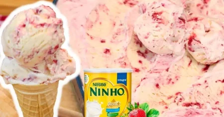 Sorvete de Ninho com Morango: Uma Explosão de Cremosidade e Sabor